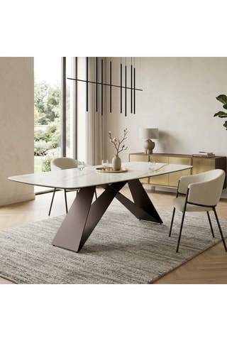Table à manger en céramique et verre Roma - 220 x 110 x 76 cm - 10 couverts