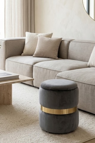 Pouf Erice - Anthracite - En tissu velours