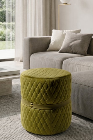 Pouf Norcia - Vert olive - En tissu velours