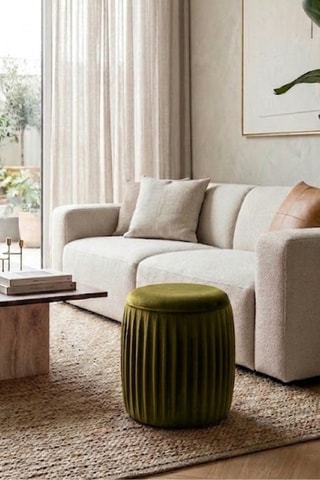 Pouf Orta - Vert olive - En tissu velours