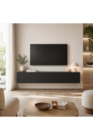 Meuble TV mural 4 portes Mesagne - 180 x 38 x 35 cm