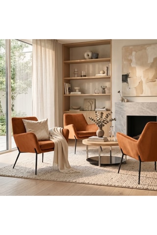 Fauteuil Desio - Camel - En tissu velours