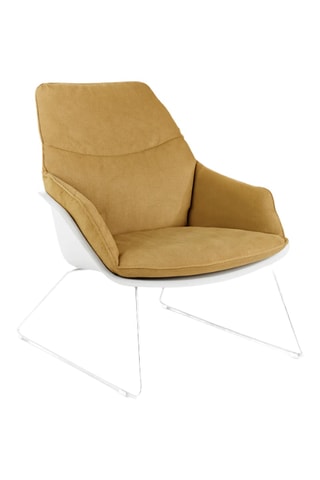 Fauteuil Este - Jaune et blanc - En tissu