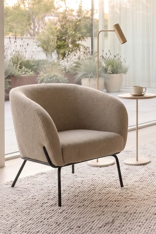 Fauteuil Cerignola - Beige - En tissu velours