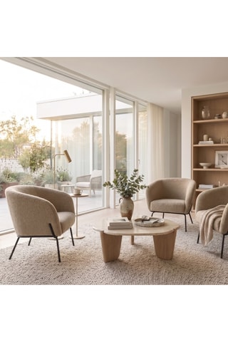 Fauteuil Cerignola - Beige - En tissu velours