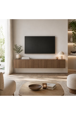 Meuble TV mural 4 portes Mesagne - 180 x 38 x 35 cm