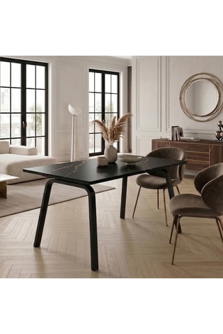 Table à manger extensible en céramique Pineto - 140/200 x 76 x 80 cm - 8 couverts