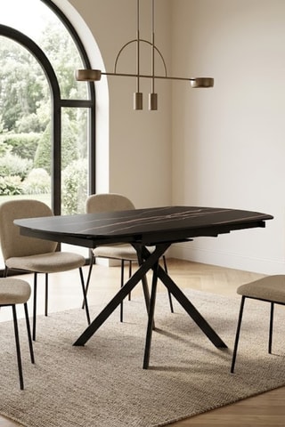 Table à manger extensible en céramique Sanremo - 80/120 x 120 x 76 cm - 6 couverts