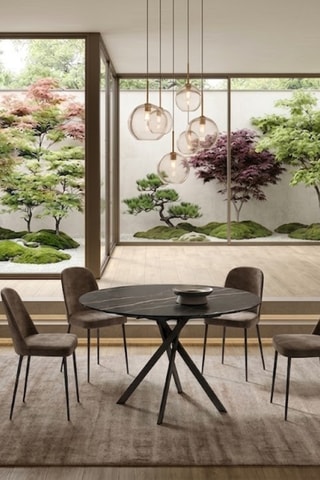 Table à manger extensible en céramique Sanremo - 80/120 x 120 x 76 cm - 6 couverts