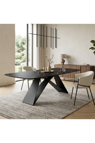 Table à manger en céramique et verre Roma - 220 x 110 x 76 cm - 10 couverts