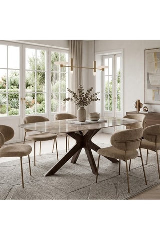 Table à manger en céramique et noyer Torino - 180 x 90 x 76 cm - 8 personnes