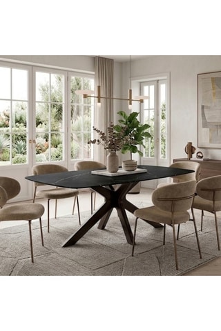 Table à manger en céramique et noyer Torino - 180 x 90 x 76 cm - 8 personnes