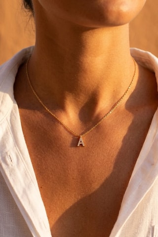 Collier Initiales A - Doré