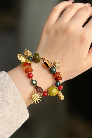 Bracelet Bestiaire - Rouge et doré