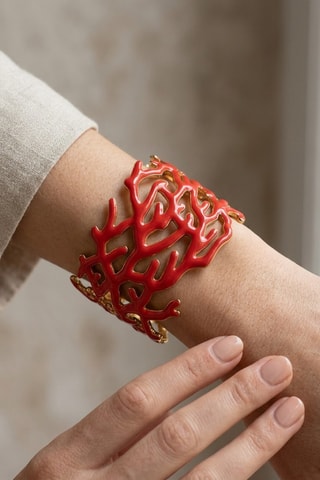 Manchette Corail Email - Doré et rouge