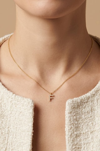 Collier Initiales F - Doré