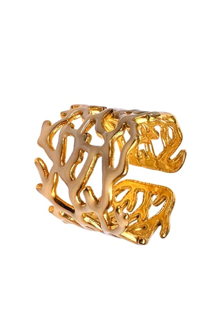 Bague Corail Email - Doré et beige