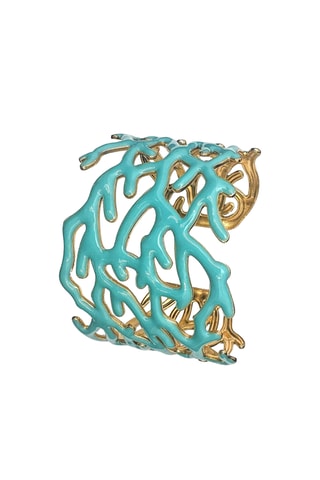Manchette Corail Email - Doré et turquoise