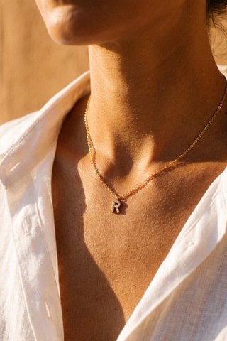 Collier Initiales R - Doré