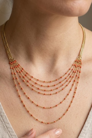 Collier Emaux - Doré et orange