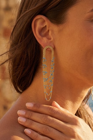 Boucles d'oreilles Emaux - Doré et bleu