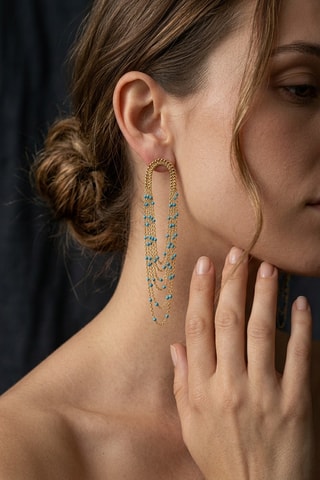 Boucles d'oreilles Emaux - Doré et bleu