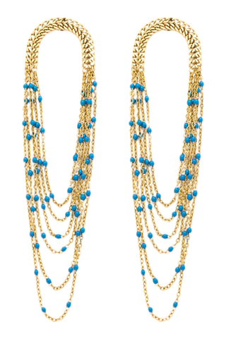 Boucles d'oreilles Emaux - Doré et bleu