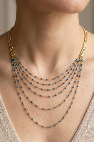 Collier Emaux - Doré et bleu