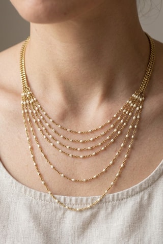 Collier Emaux - Doré et blanc