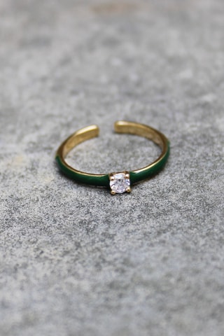 Bague Emaux - Doré et vert