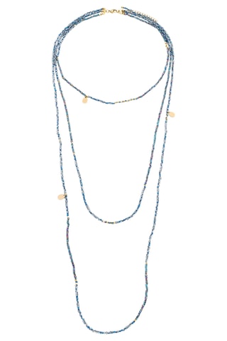 Collier Perles - Bleu et doré