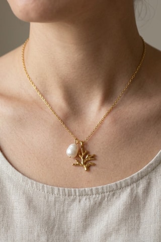 Collier Corail Email - Perle de culture d'eau douce