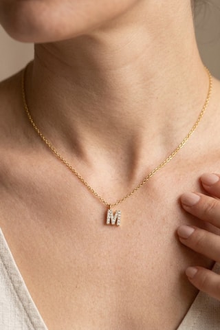 Collier Initiales M - Doré