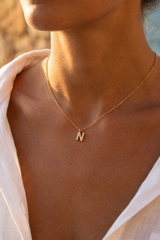Collier Initiales N - Doré