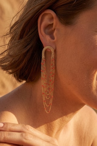 Boucles d'oreilles Emaux - Doré et orange