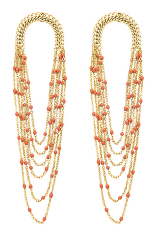 Boucles d'oreilles Emaux - Doré et orange