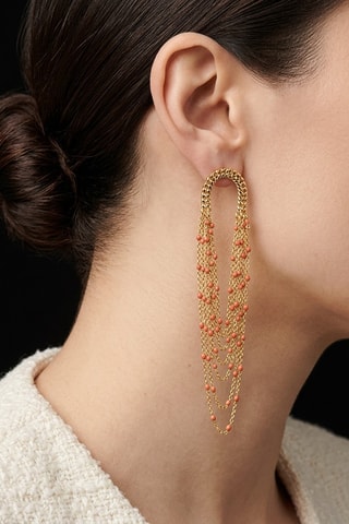 Boucles d'oreilles Emaux - Doré et orange