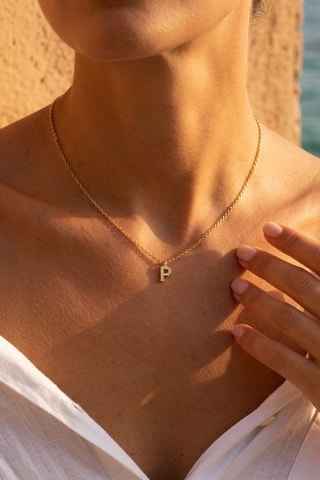Collier Initiales P - Doré