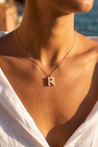 Collier Initiales R - Doré