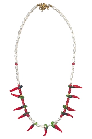Collier Perles - Blanc et rouge