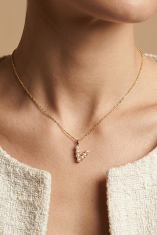 Collier Initiales V - Doré