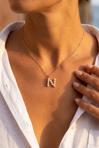 Collier Initiales N - Doré