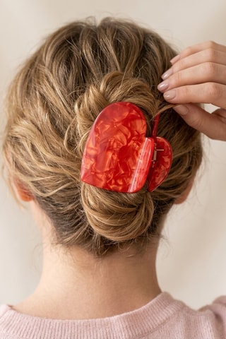 Pince à cheveux Résine Cœur - Rouge