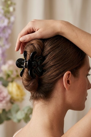 Pince à cheveux Herbier Fleur - Noir