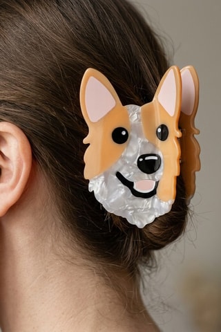Pince à cheveux Bestiaire Corgi - Beige