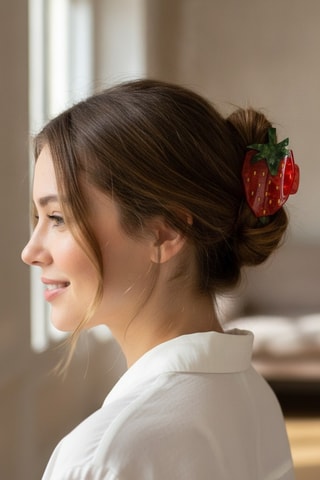 Pince à cheveux Herbier Fraise - Rouge