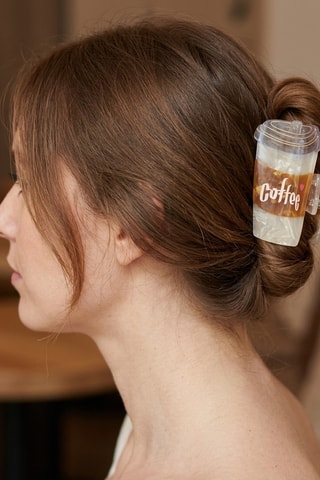 Pince à cheveux Résine Café - Beige