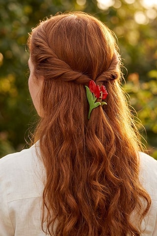 Pince à cheveux Herbier Tulipe - Vert