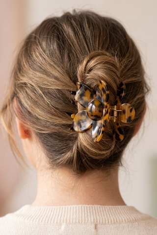 Pince à cheveux Herbier Fleur - Marron