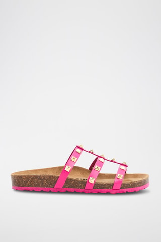 Mules en cuir - Doré et rose